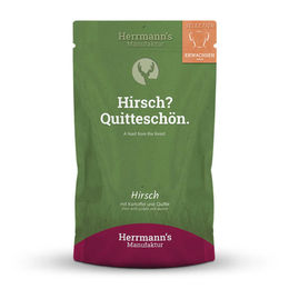 Herrmanns Selection Bio Hundefutter Hirsch mit Kartoffel und Quitte Stückchen in Sauce Adult 14 x 150 g Pouch - 15 x 150 g – Bild 1 von 3