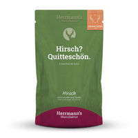 Produktbild von Herrmanns Selection Bio Hundefutter Hirsch mit Kartoffel und Quitte Stückchen in Sauce Adult 14 x 150 g Pouch - 15 x 150 g