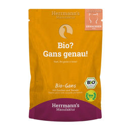 Herrmanns Selection Bio Katzenfutter Gans mit Zucchini und Tomaten Stückchen in Sauce Adult 12 x 100 g - 20 x 100 g – Bild 1 von 3