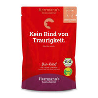 Produktbild von Herrmanns Selection Bio Katzenfutter Rind mit Karotte und Hirse Adult 60 x 100 g Pouch - 20 x 100 g
