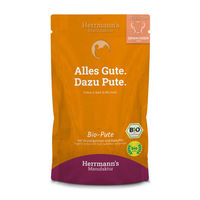 Produktbild von Herrmanns Selection Bio Pute mit Wurzelgemüse, Kartoffeln und Fenchel Adult Stückchen in Sauce 15 x 150 g Beutel - 15 x 150 g
