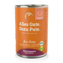 Herrmanns Selection Bio Pute mit Wurzelgemüse Stückchen in Sauce Adult 6 x 400 g - 12 x 400 g – Bild 1 von 3