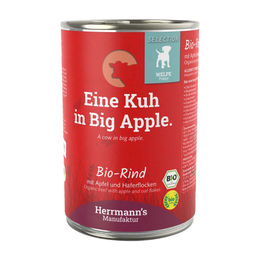 Herrmanns Selection Bio Rind mit Apfel und Haferflocken Hund Welpe Stückchen in Sauce 6 x 400 g - 6 x 400 g – Bild 1 von 3