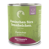 Produktbild von Herrmanns Selection Sensible Hundefutter Kaninchen mit Reisflocken Stückchen in Sauce Bio Adult 6 x 800 g - 6 x 800 g
