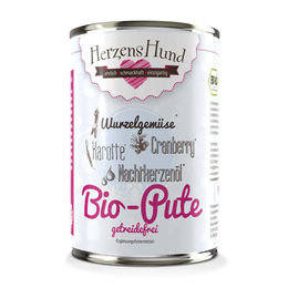 Produktbild von Herzens-Hund Bio-Pute mit Bio-Karotte Getreidefreies Nassfutter für erwachsene Hunde 12 x 400 g - 12 x 400 g