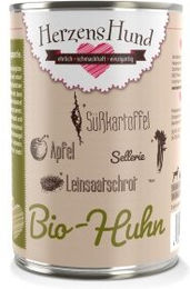 Produktbild von HerzensHund Bio Hundefutter Huhn Adult ohne Konservierungsstoffe 12x400 g - 12 x 400 g