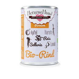 Produktbild von Herzenshund Bio Hundefutter Nassfutter Bio-Rind mit Bio-Apfel 12x 400g - 12 x 400 g
