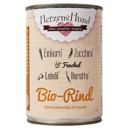 Herzenshund Bio Hundefutter Nassfutter Rind mit hohem Fleischanteil 12 x 400 g - 12 x 400 g – Bild 1 von 3