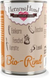 Produktbild von HerzensHund Bio Hundefutter Rind Adult ohne Konservierungsstoffe 12x400 g