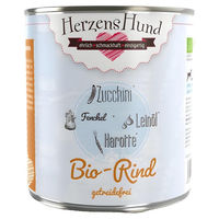Produktbild von Herzenshund Bio-Rind mit Bio-Zucchini getreidefrei Hundefutter 6x 800 g - 6 x 800 g