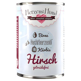 Herzenshund Hundefutter Hirsch mit Bio-Kürbis Stückchen in Sauce Adult 12x 400 g – Bild 1 von 2