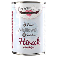 Produktbild von Herzenshund Hundefutter Hirsch mit Bio-Kürbis Stückchen in Sauce Adult 12x 400 g