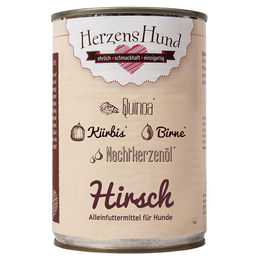 HerzensHund Hundefutter Hirsch mit Bio Quinoa hoher Fleischanteil 12 x 400 g - 12 x 400 g – Bild 1 von 3