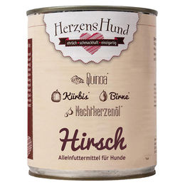 HerzensHund Hundefutter Hirsch mit Bio Quinoa hoher Fleischanteil 6 x 800 g - 6 x 800 g – Bild 1 von 3