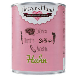 Produktbild von HerzensHund Hundefutter Huhn mit Wildreis, Karotte, Sellerie, Zucchini und Leinöl für Adult, 6 x 800 g