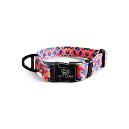 Produktbild von Hey Lana Hundehalsband aus Nylon in Rosa Türkis Bunt Größe M wasserabweisend