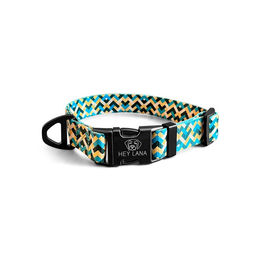 Produktbild von Hey Lana Hundehalsband aus Nylon wasserabweisend bunt Gelb/Blau Größe M