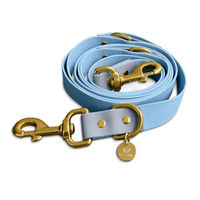 Produktbild von Hey Lana Hundeleine aus Biothane, wasserabweisende Führleine für Hunde, 3-fach verstellbar, Taupe/Blau, 230 x 1,5 cm - 230 cm