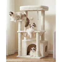 Produktbild von Heybly Katzenbaum beige HCT008SM mit extra großem Katzenbett aus Sisal für Katzen