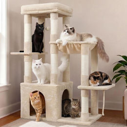 Heybly Kratzbaum für Katzen 120 cm mit XL-Basis, Katzennest und Kletterbrett – Bild 1 von 1