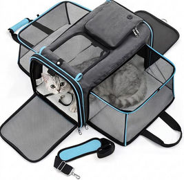 HEYHIPPO Faltbare Tiertransporttasche für Katzen und kleine Hunde, grau, wasserdicht aus Oxford mit atmungsaktivem Netzgewebe, 48x30x31 cm – Bild 1 von 3
