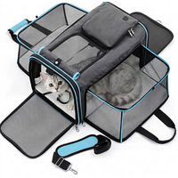 Produktbild von HEYHIPPO Faltbare Tiertransporttasche für Katzen und kleine Hunde, grau, wasserdicht aus Oxford mit atmungsaktivem Netzgewebe, 48x30x31 cm