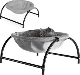 HEYHIPPO Katzen-Hängematte Bodenstehend aus Metall mit Mesh-Material Grau 45x42x23cm – Bild 1 von 5