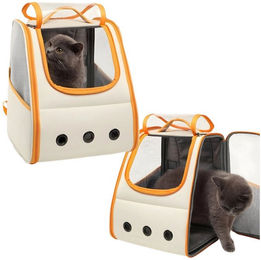 HEYHIPPO Tiertransporttasche Katzenrucksack Orange aus Oxford-Gewebe für Katzen und kleine Hunde bis 7 kg – Bild 1 von 5