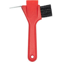 Produktbild von HFI 3-in-1 Hufauskratzer mit Bürste aus Kunststoff in Rot für die Hufpflege