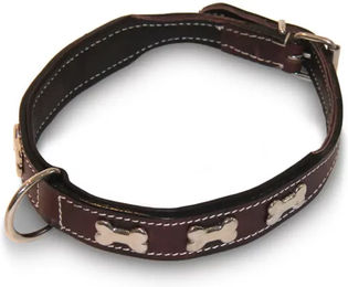 Produktbild von HFI Leder Halsband für Hunde mit Knochen-Design in Braun oder Schwarz
