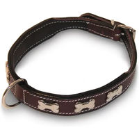 Produktbild von HFI Leder Halsband für Hunde mit Knochen Motiv in Braun oder Schwarz 40 cm