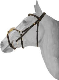 Produktbild von HFI Reittrense Reithalfter aus Leder mit gekreuztem Nasenriemen für Ponys in Braun oder Schwarz