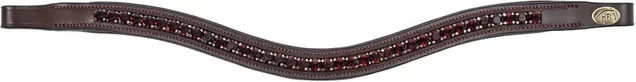 Produktbild von HFI Stirnband für Pferde mit Padded Wave und Strass in Braun