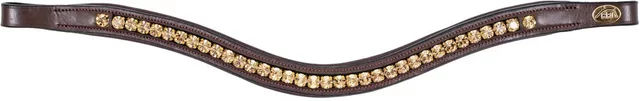 Produktbild von HFI Stirnband für Pferde mit Padded Wave und Strass in Braun