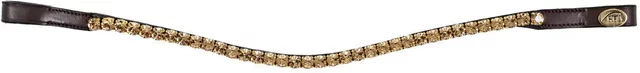 Produktbild von HFI Stirnband für Pferde Straight mit Strass in Braun aus Kunstleder