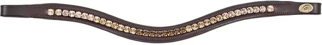 Produktbild von HFI Stirnband Padded Wave mit Strass für Pferde in Braun