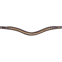 Produktbild von HFI Stirnband Padded Wave mit Strass in Braun aus Leder für Pferde