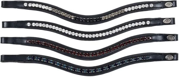 Produktbild von HFI Stirnband Padded Wave mit Strass in Schwarz für Vollblut Pferde