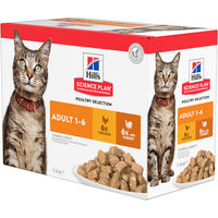 Produktbild von Hill's Science Plan Adult Katzenfutter Poultry Selection Huhn und Truthahn Stückchen in Sauce 12 x 85 g - 12 x 85 g