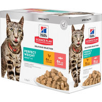Produktbild von Hill's Science Plan Adult Perfect Weight Katzenfutter Huhn & Lachs Stückchen in Sauce 12 x 85 g - 12 x 85 g