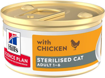 Hill's Science Plan Adult Sterilised Mousse Huhn für ausgewachsene Katzen 24 x 85 g – Bild 1 von 1