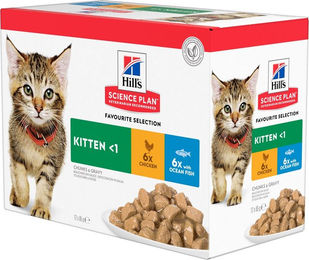 Hill's Science Plan Kitten Futter Multipack mit Huhn, Truthahn und Fisch in Sauce 12 x 85 g - 12 x 85 g – Bild 1 von 8