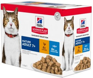 Hill's Science Plan Mature Adult Katzenfutter Senior Huhn und Fisch 12 x 85 g Beutel - 12 x 85 g – Bild 1 von 8