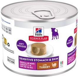 Produktbild von Hill's Science Plan Nassfutter Hund Sensitive Stomach & Skin Small & Mini Adult mit Truthahn Mousse 12x200 g