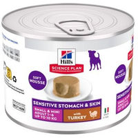 Produktbild von Hill's Science Plan Nassfutter Hund Sensitive Stomach & Skin Small & Mini Adult mit Truthahn Mousse 12x200 g