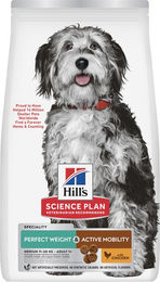 Produktbild von Hill's Science Plan Perfect Weight & Active Mobility Trockenfutter für erwachsene Hunde mittlerer Größe mit Huhn zur Gewichtskontrolle und Gelenkunterstützung 12 kg - 12 kg
