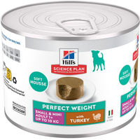Produktbild von Hill's Science Plan Perfect Weight Adult Small & Mini Mousse Truthahn zur Gewichtskontrolle für kleine Hunde 12 x 200 g - 12 x 200 g