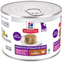 Produktbild von Hill's Science Plan Sensitive Stomach & Skin Small & Mini Mousse Truthahn Adult 12 x 200 g - 12 x 200 g