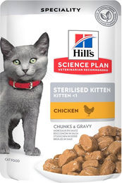 Produktbild von Hill's Science Plan Sterilised Kitten Katzenfutter Huhn Stückchen in Sauce 12 x 85 g