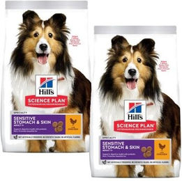 Hill's Science Plan Trockenfutter Hund Adult Sensitive Stomach & Skin mit Huhn 2x14 kg - 2 x 14 kg – Bild 1 von 3